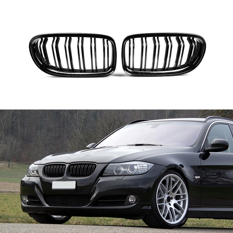Qitian E90 Grille, ABS Gloss Black Front Replacement Kidney Grill for 3 Series E90 E91, 2008-2011 - Image 1